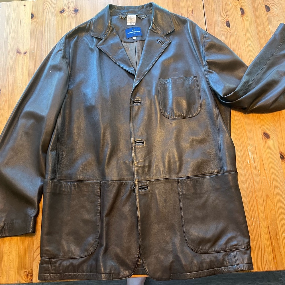 Hickey Freeman Dark Brown Leather Jacket